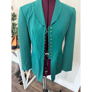 Kasper Kelly Green Blazer Gold Buttons 6